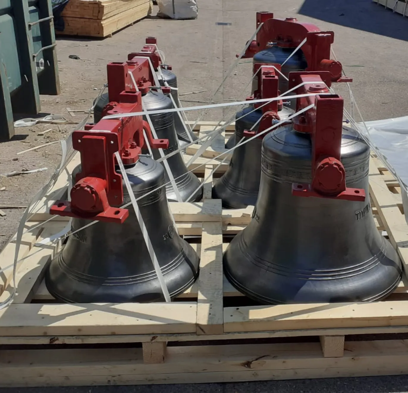 Bells packaged up to be exported to the US